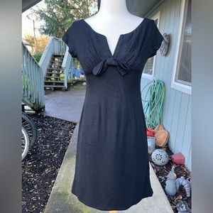 Vintage 1950s 60s I. Magnin Bow Front Party Cocktail Mod Black Mini Dress XS